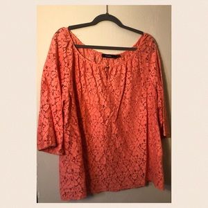 Coral eyelet 3/4 sleeves top